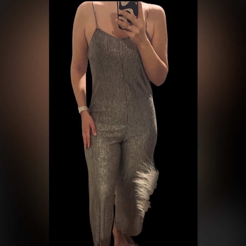 Pull & Bear shiny metallic Jumpsuit overalls Sz S - Picture 12 of 17